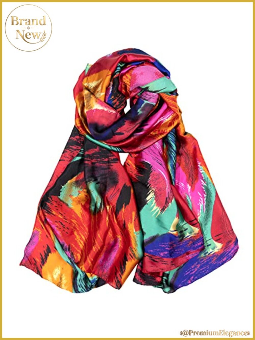 Women's Floral Satin Scarf 70x35 Inch Lightweight Shawl Wrap